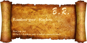 Bamberger Rados névjegykártya